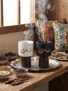 1 قطعة/مجموعة موقد بخور من الراتنج بنص عربي أبيض وأسود، تصميم مبتكر وبسيط، موزع بخور للاستخدام المنزلي الداخلي في جميع المواسم، مطهر هواء، حامل بخور بشكل حرف عربي، مناسب لاستخدامه في استوديو اليوغا وغرفة التدليك وغرفة التأمل والمكتب والنوم، إكسسوارات وهدا