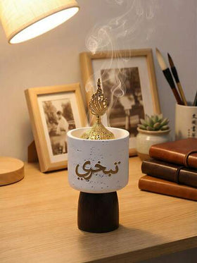 1 قطعة/مجموعة موقد بخور من الراتنج بنص عربي أبيض وأسود، تصميم مبتكر وبسيط، موزع بخور للاستخدام المنزلي الداخلي في جميع المواسم، مطهر هواء، حامل بخور بشكل حرف عربي، مناسب لاستخدامه في استوديو اليوغا وغرفة التدليك وغرفة التأمل والمكتب والنوم، إكسسوارات وهدا