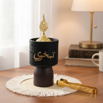1 قطعة/مجموعة موقد بخور من الراتنج بنص عربي أبيض وأسود، تصميم مبتكر وبسيط، موزع بخور للاستخدام المنزلي الداخلي في جميع المواسم، مطهر هواء، حامل بخور بشكل حرف عربي، مناسب لاستخدامه في استوديو اليوغا وغرفة التدليك وغرفة التأمل والمكتب والنوم، إكسسوارات وهدا