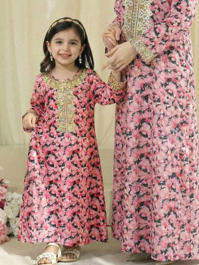SHEIN فستان فضفاض مطبوع بالزهور للفتيات الصغيرات، خريف
