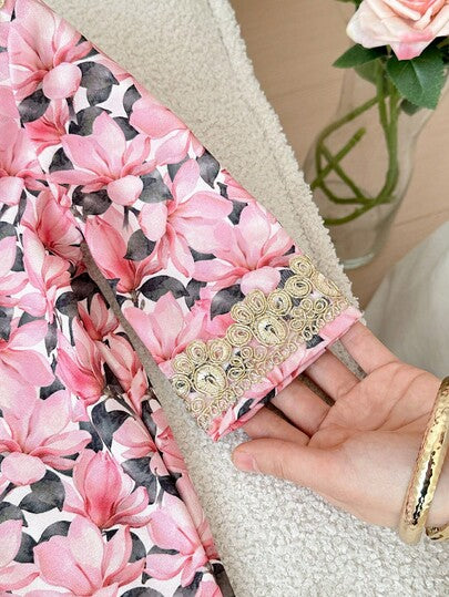 SHEIN فستان فضفاض مطبوع بالزهور للفتيات الصغيرات، خريف