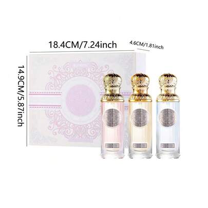 3 زجاجات * 25 مل مجموعة عطور ذات رائحة منعشة، صندوق هدايا بأسلوب ، مناسب للاستخدام اليومي، العمل، المواعيد، العطلات