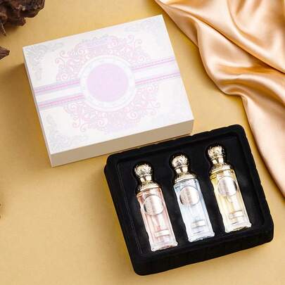 3 زجاجات * 25 مل مجموعة عطور ذات رائحة منعشة، صندوق هدايا بأسلوب ، مناسب للاستخدام اليومي، العمل، المواعيد، العطلات