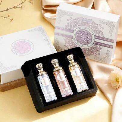 3 زجاجات * 25 مل مجموعة عطور ذات رائحة منعشة، صندوق هدايا بأسلوب ، مناسب للاستخدام اليومي، العمل، المواعيد، العطلات