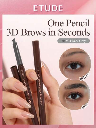 قلم حواجب مزدوج من ETUDE HOUSE مقاوم للماء وللتشويش، أساسيات مستحضرات التجميل للعطلات، لون جذاب لفتاة وردية، هدايا عيد الميلاد للنساء، ماركة أزياء راقية لمستحضرات التجميل للعودة إلى المدرسة، فستان زفاف للعروس، صيف، عيد الحب، عطلة