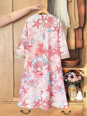 SHEIN فستان منسوج بزهور صغيرة أنيق للفتيات المراهقات