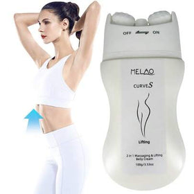 MELAO جهاز تدليك البطن والرفع 2 في 1، كريم رفع البطن ميلاو كيرفز 100 جرام مع رأس تدليك، لشد البطن وتنشيط البشرة، للعناية بما بعد الولادة، مع رأس تدليك، وضع تشغيل/إيقاف، تصميم محمول