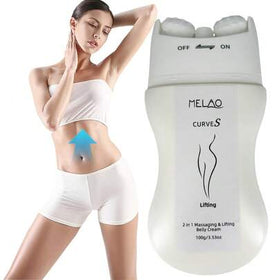 MELAO جهاز تدليك البطن والرفع 2 في 1، كريم رفع البطن ميلاو كيرفز 100 جرام مع رأس تدليك، لشد البطن وتنشيط البشرة، للعناية بما بعد الولادة، مع رأس تدليك، وضع تشغيل/إيقاف، تصميم محمول