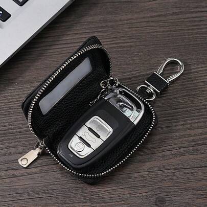 حقيبة مفاتيح بسحاب ذات ملمس الليتشي، متعددة الوظائف، سعة كبيرة، تعليق على الخصر، محفظة صغيرة للرجال، اكسسوارات للمعلمين، مفتاح السيارة، حقيبة صغيرة عتيقة