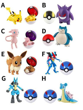 pokemon مجموعة ألعاب أشكال حركية لشخصيات بوكيمون الأصلية من الأنمي + كرات بوكيمون قابلة للتحول. دمى نماذج مشوهة لوحوش البوكيمون المستدعاة، أشكال حركية لبوكيمون، مجموعة هدايا ألعاب تحول المراهقين بوكيمون
