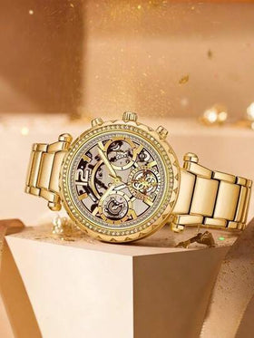 ساعة نسائية من GUESS بلون الفضي متعددة الوظائف، قرص دائري، عقارب تناظرية، مصنوعة من الفولاذ المقاوم للصدأ، إكسسوار أنيق، مناسبة للارتداء اليومي العادي، رائعة كهدية لعيد الميلاد والكريسماس