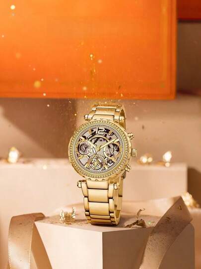 ساعة نسائية من GUESS بلون الفضي متعددة الوظائف، قرص دائري، عقارب تناظرية، مصنوعة من الفولاذ المقاوم للصدأ، إكسسوار أنيق، مناسبة للارتداء اليومي العادي، رائعة كهدية لعيد الميلاد والكريسماس