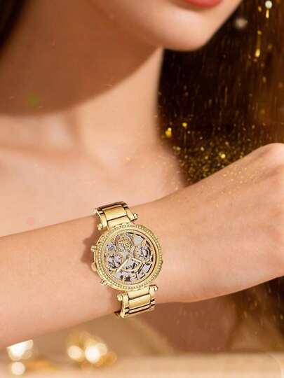 ساعة نسائية من GUESS بلون الفضي متعددة الوظائف، قرص دائري، عقارب تناظرية، مصنوعة من الفولاذ المقاوم للصدأ، إكسسوار أنيق، مناسبة للارتداء اليومي العادي، رائعة كهدية لعيد الميلاد والكريسماس