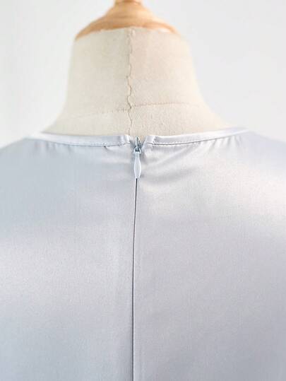 SHEIN فستان بدون أكمام مع كارديجان أنيق مجموعة من قطعتين، مزين بالزهور ثلاثية الأبعاد وشبكة للفتيات المراهقات