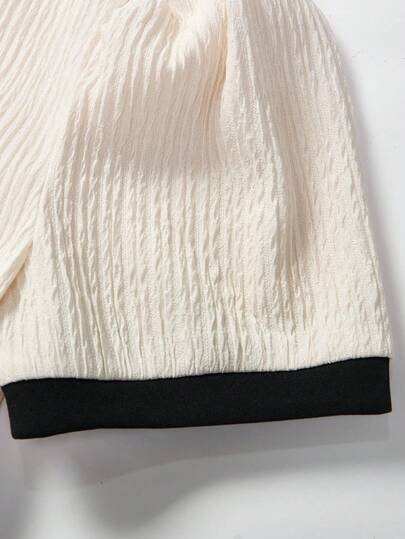 SHEIN فستان قصير بأكمام قصيرة مناسب للمراهقات، بتصميم ألوان متباينة، مزين بإبزيم معدني، مناسب للربيع/الصيف، للاستخدام اليومي، الحفلات، المواعيد