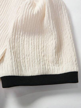 SHEIN فستان قصير بأكمام قصيرة مناسب للمراهقات، بتصميم ألوان متباينة، مزين بإبزيم معدني، مناسب للربيع/الصيف، للاستخدام اليومي، الحفلات، المواعيد