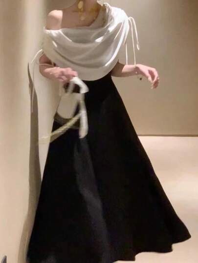 فستان أنيق وأنيق للنساء لحفلات الصيف والأعياد، فستان أسود متوسط الطول، كاجوال بخط A، موضة جديدة لحفلات المساء والسهرات، فستان رسمي للحفلات والزفاف والضيوف في الربيع