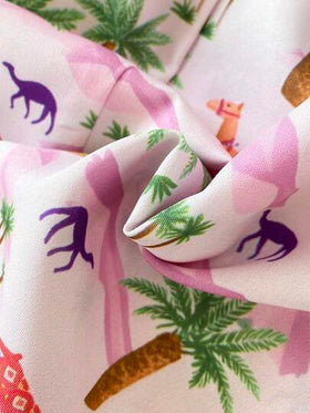 SHEIN فستان طويل الأكمام بطبعة الفلامنجو للفتيات الصغيرات، طراز العطلات، خريفي
