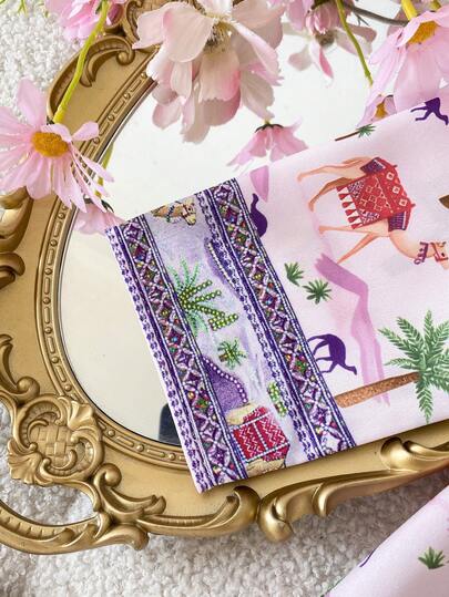 SHEIN فستان طويل الأكمام بطبعة الفلامنجو للفتيات الصغيرات، طراز العطلات، خريفي