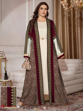 SHEIN Najma عباية كاردجان طويلة الأكمام مطبوعة للنساء ذوات الأحجام الكبيرة، فضفاضة وكاجوال، مناسبة للربيع والخريف