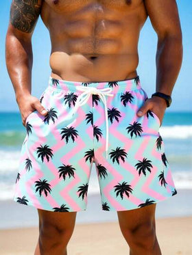 Manfinity Swimmode شورت كاجوال للرجال بجيوب مائلة وخصر بسحاب، مناسب للعطلات والشاطئ