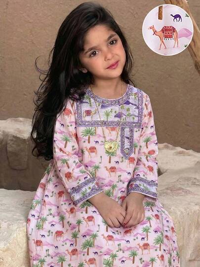 SHEIN فستان منسوج بزهور صغيرة أنيق للفتيات المراهقات