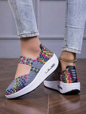 أحذية نسائية مصنوعة يدويًا، موضة جديدة بنطاق مرن مفتوح للأصابع، تنفس وعدم الانزلاق، شبشب مريح مسطح كاجوال، أحذية رياضية متعددة الاستخدامات للعمل