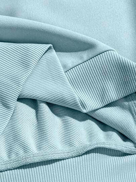 SHEIN مجموعة ملابس كاجوال للبنات، بلوزة بياقة مزيّنة وسحّاب وأكمام طويلة مع بنطال رياضي واسع وفضفاض، بدلة رياضية للارتداء اليومي والتمارين الرياضية