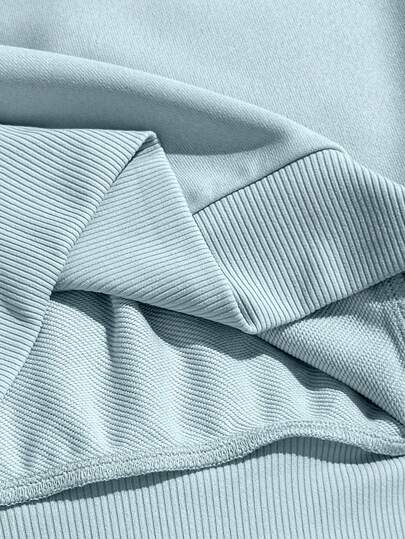 SHEIN مجموعة ملابس كاجوال للبنات، بلوزة بياقة مزيّنة وسحّاب وأكمام طويلة مع بنطال رياضي واسع وفضفاض، بدلة رياضية للارتداء اليومي والتمارين الرياضية