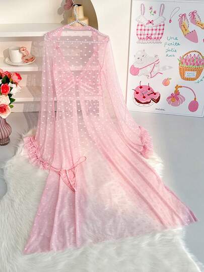 PetitDoll مجموعة ثوب نوم مثير من الدانتيل والرقعة، عيد الحب