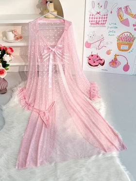 PetitDoll مجموعة ثوب نوم مثير من الدانتيل والرقعة، عيد الحب