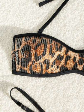 Swim SXY مجموعة ملابس سباحة أنيقة ذات نسيج متماسك للنساء، قطعتان
