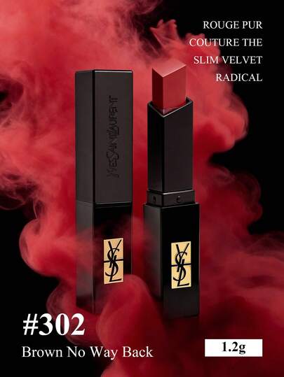Yves Saint Laurent أحمر شفاه سفر بحجم رفيع 1.2 جرام/0.04 أونصة، مخطط باللون الأسود #302