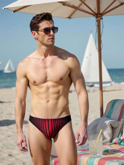 Manfinity Swimmode سروال سباحة مخطط للرجال
