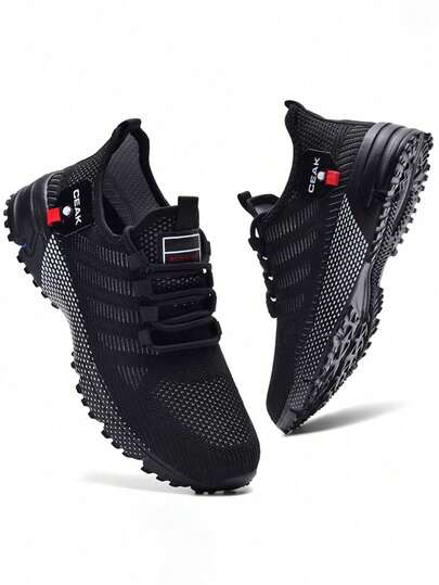 أحذية رياضية تدريب خفيفة الوزن بلون أحادي للرجال ذوي الحجم الكبير، قابلة للتنفس، مناسبة للرياضة والأنشطة الخارجية