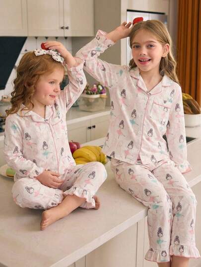 مجموعة سترة وبنطلون بأكمام طويلة مطبوعة بفراشات جميلة للبنات، أنيقة ومريحة للارتداء المنزلي