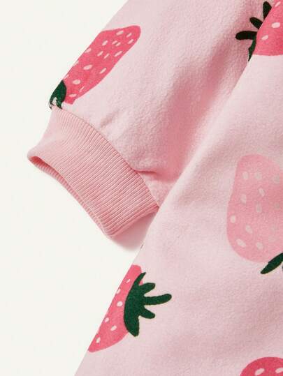 Cozy Pixies كيس نوم طويل الأكمام رقيق مطرز بنقشة الفراولة مناسب للاستخدام في الربيع والصيف، قطعة واحدة