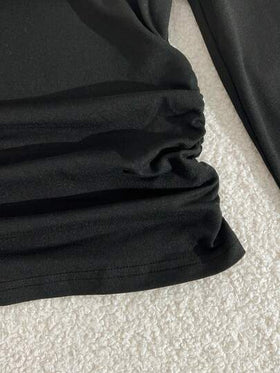 مجموعة قميص T بأكمام طويلة مطرز بياقة على شكل V وبنطال واسع الساق بخصر مربوط للمراهقات، للاستخدام اليومي والعمل والتنقل، مناسبة للربيع والخريف
