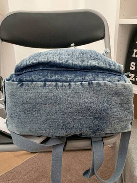 حقيبة ظهر كاجوال متعددة الأقسام من الجينز والكانفاس، حقيبة يد للنساء؛ تناسب حاسوب محمول 15.6 بوصة؛ حقيبة كتب خفيفة الوزن متعددة الجيوب؛ حقيبة ظهر متعددة الوظائف؛ حقيبة سفر كبيرة السعة؛ حقيبة ظهر مريحة لكل الأغراض مناسبة للطلاب، طلاب المدارس الإعدادية والث
