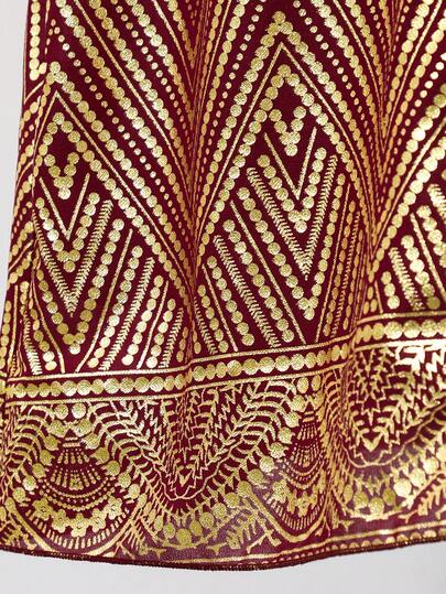 SHEIN طقم جاكيت وفستان للبنات المراهقات، قماش ذو ملمس مع طباعة معدنية، مريح، أنيق ومظهر فاخر