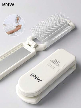 RNW فرشاة سفر قابلة للطي للشعر، فرشاة شعر للسفر مع مرآة قابلة للفصل، مشط تدليك فروة الرأس المدمج للنساء والرجال، فرشاة شعر صغيرة محمولة للحقيبة والجيم والرحلات والأنشطة الخارجية