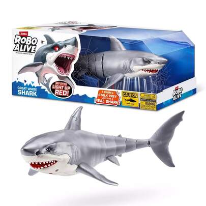 ZURU سمكة القرش الأبيض الكبيرة الروبوتية، مناسبة كهدية لعيد الطفل
