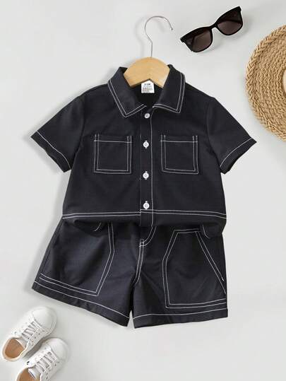 مجموعة قميص طفل ولد 2 قطعة، صيفي، بأسلوب جنتلمان بياقة، ملابس رضيع جديد لطيفة ومريحة، مناسبة للخارج، اللعب اليومي، التجمعات العادية، هدية عيد الميلاد