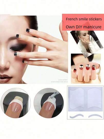 3 طقم/144 قطعة ملصقات أظافر بشكل هلال للمناكير الفرنسية، ملصقات فن الأظافر لاصقة ذاتيًا مناسبة للطلاء والبريق، بدون قلق من الانسكاب، سهلة لإنشاء المناكير الفرنسية