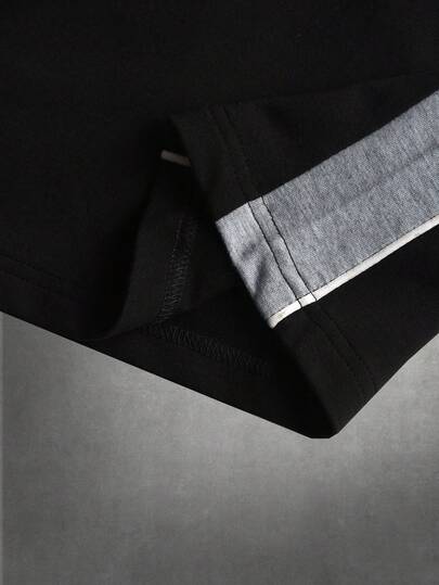 STYNVO طقم رجالي مكون من تي شيرت بياقة دائرية وأكمام قصيرة مطبوع عليه حرف وشورت بخصر رباط، طقم قصير رياضي هيب هوب مكون من قطعتين باللونين الأسود والأبيض