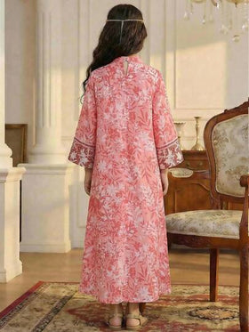 SHEIN رداء فضفاض على شكل حرف A مع أكمام 3/4 وذيل مشقوق، أزرق وأخضر