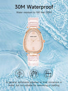 Anne Klein ساعة يد نسائية أنيقة بسوار من السيراميك الأسود، ساعة كوارتز تناظرية رفيعة للنساء، مزودة بمينا أسود لامع بيضاوي الشكل مرصع بالكريستال، ساعة يد نسائية أنيقة بسوار قابل للتعديل
