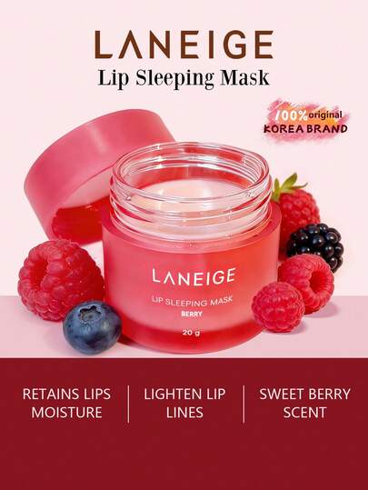 Laneige 20 جرام قناع نوم للشفاه بعطر الخوخ، بصيغة التوت، عميق الترطيب، يصلح الشفاه الجافة والمتقشرة. يزيل بلطف تقشير الشفاه، يضيء لون الشفاه، ويترك الشفاه ناعمة وملساء وغير لزجة. مناسب للاستخدام ليلاً. | مستحضرات تجميل كورية ، مكياج كوري