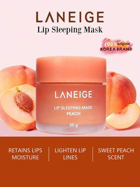 Laneige 20 جرام قناع نوم للشفاه بعطر الخوخ، مغذي ومرطب عميق ويعالج الشفاه الجافة والمتقشرة. يزيل بلطف تقشير الشفاه ويعزز لون الشفاه، ويترك الشفاه ناعمة وملساء ومنعشة. مناسب للاستخدام ليلاً. | مستحضرات تجميل كورية ، مكياج كوري