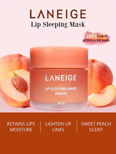 Laneige 20 جرام قناع نوم للشفاه بعطر الخوخ، مغذي ومرطب عميق ويعالج الشفاه الجافة والمتقشرة. يزيل بلطف تقشير الشفاه ويعزز لون الشفاه، ويترك الشفاه ناعمة وملساء ومنعشة. مناسب للاستخدام ليلاً. | مستحضرات تجميل كورية ، مكياج كوري